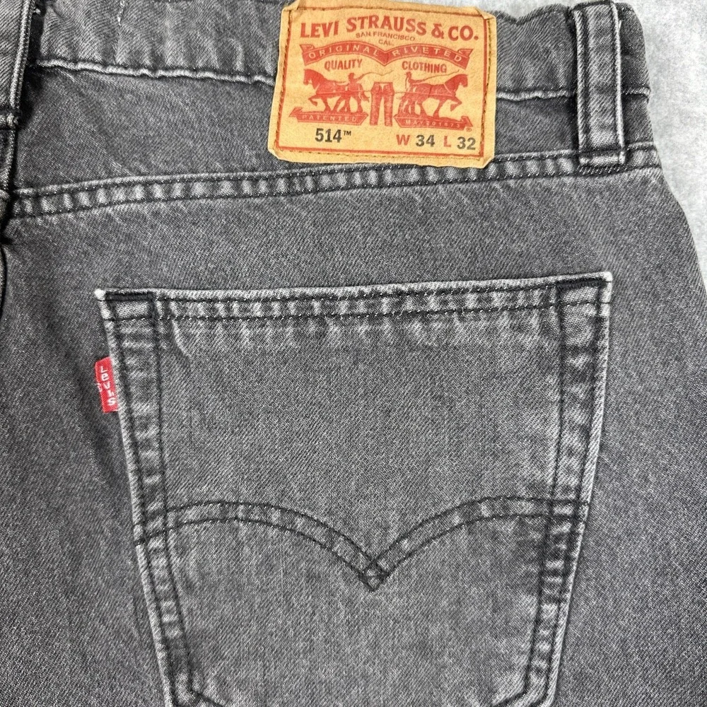 Levis 514 Jeans Men's Straight Leg Black Stretch Denim Casual 5-Pocket‎ 34x32